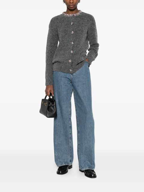 Self-Portrait crystal-embellishment cardigan - Grey