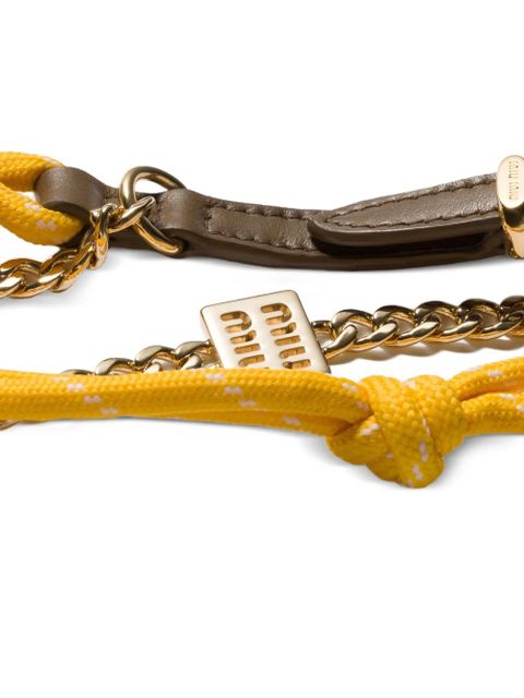 Miu Miu logo-detail leather keyring - Yellow - zdjęcie produktu nr 2