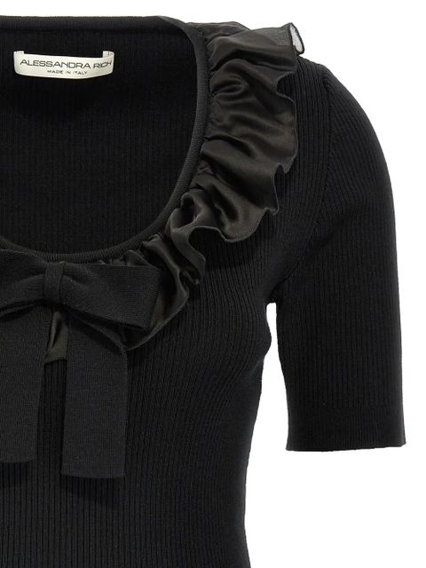 Alessandra Rich ruffled T-shirt - Black - zdjęcie produktu nr 2