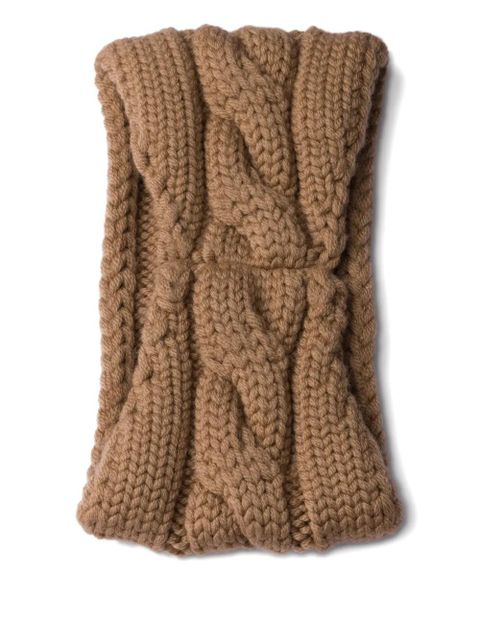 Prada cable-knit triangle-logo headband - Brown - zdjęcie produktu nr 2