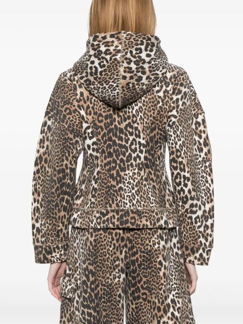 GANNI leopard-print hoodie - Brown
