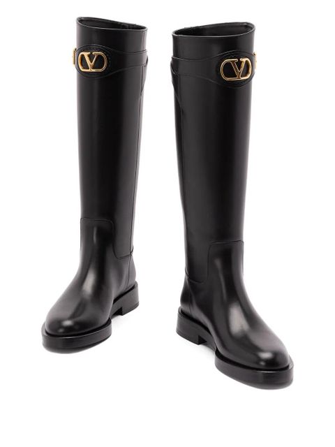 Valentino Garavani VLogo leather boots - Black - zdjęcie produktu nr 2