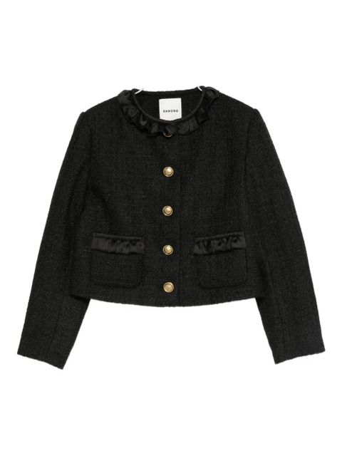 SANDRO ruffle embellished blazer - Black