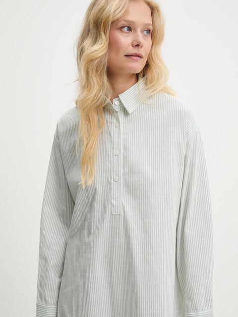 Answear.LAB sukienka lniana kolor zielony mini oversize - zdjęcie produktu nr 2