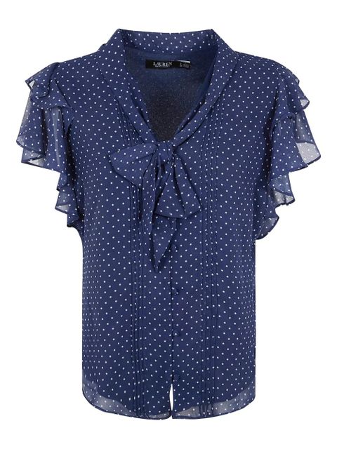 Lauren Ralph Lauren Georgette polka dot ruffled blouse - Blue - zdjęcie produktu nr 1