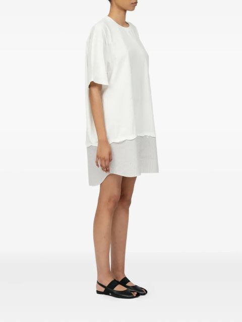 MM6 Maison Margiela striped-panel mini T-shirt dress - White