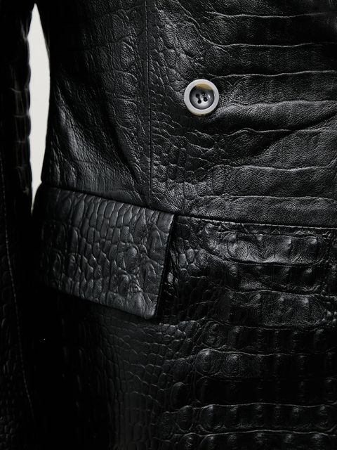 Answear.LAB płaszcz skórzany kolor czarny