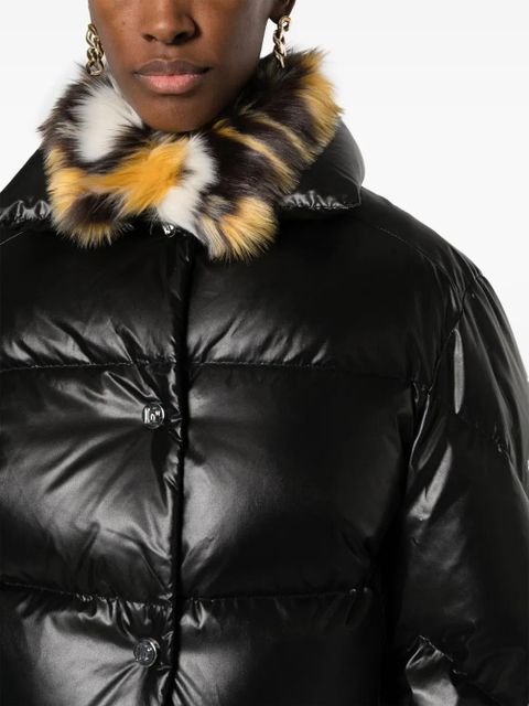 Rabanne leopard-print quilted puffer jacket - Black