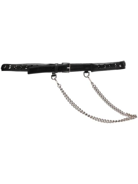 Alexander McQueen chain-link & leather belt - Black - zdjęcie produktu nr 1