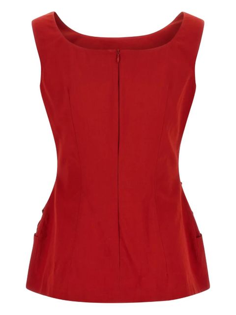 Magda Butrym rose-embellished square-neck top - Red - zdjęcie produktu nr 2