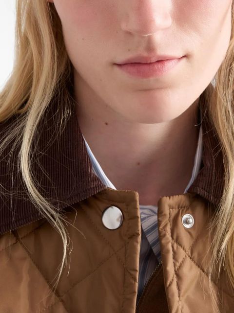 Prada quilted corduroy-collar jacket - Brown