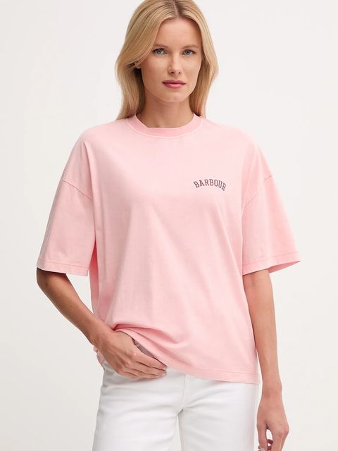 Barbour t-shirt bawełniany CLAYDON damski kolor różowy LTS0687 - zdjęcie produktu nr 1