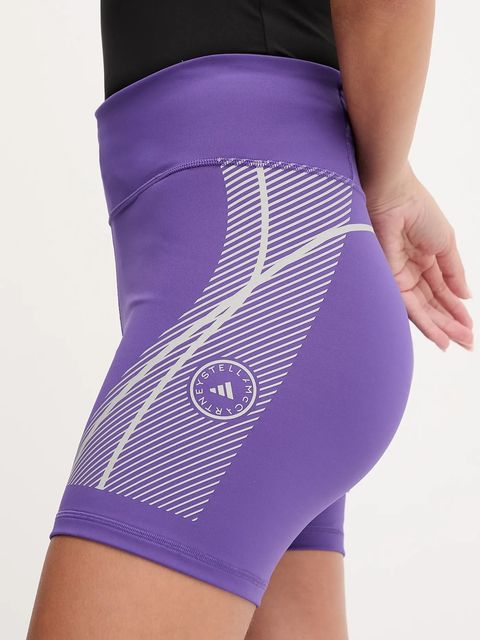 adidas by Stella McCartney szorty treningowe damskie kolor fioletowy wzorzyste high waist JW2025