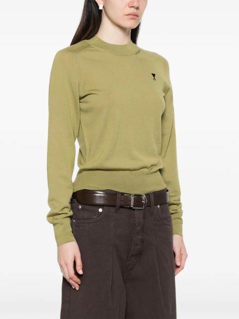 AMI Paris appliqué sweater - Green