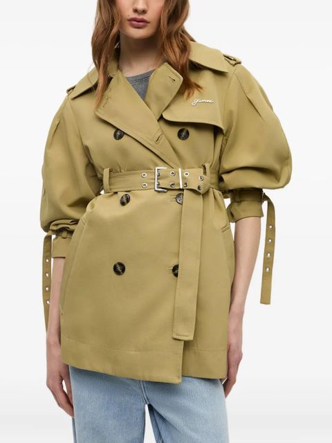 GANNI balloon-sleeve trench coat - Neutrals