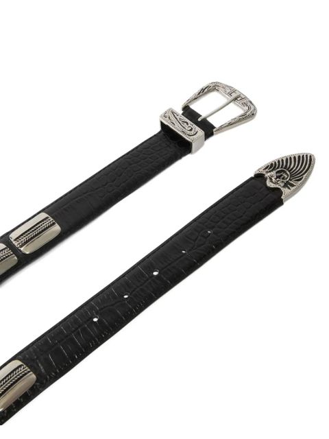 PINKO crocodile-effect leather belt - Black