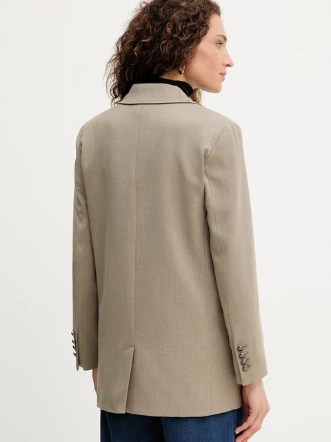 Marella marynarka z wełną kolor zielony jednorzędowa gładka 2523046101200