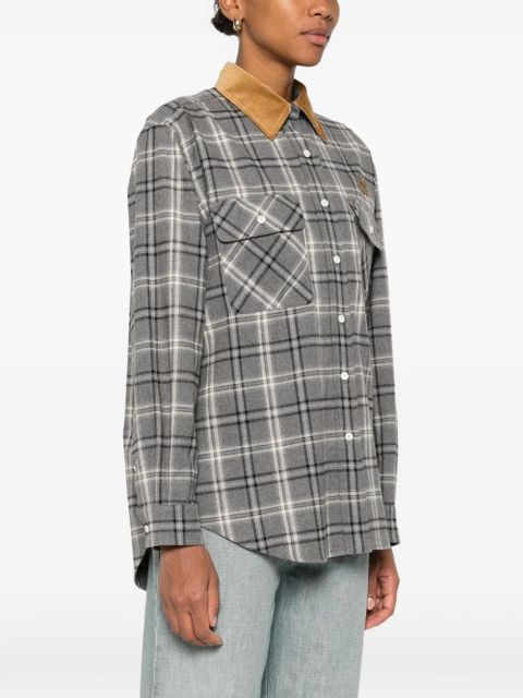Miu Miu checked-pattern chest-pocket shirt - Grey - zdjęcie produktu nr 2