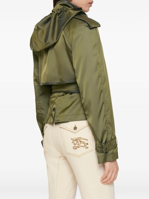 Burberry leather-trimmed press-stud jacket - Green