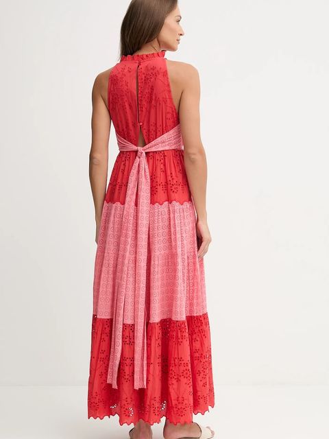 Pedro del Hierro sukienka bawełniana kolor czerwony maxi rozkloszowana 3819838 - zdjęcie produktu nr 2