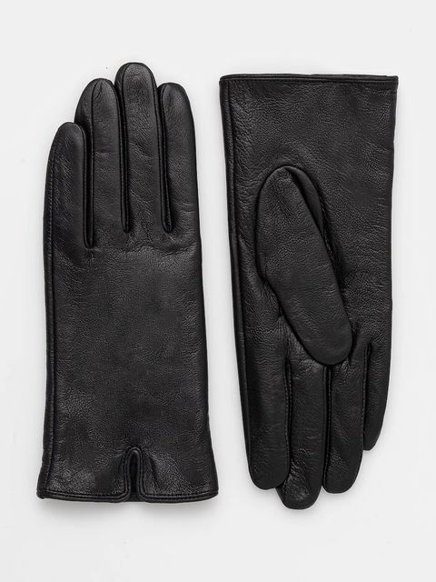 Answear.LAB rękawiczki skórzane damskie kolor czarny