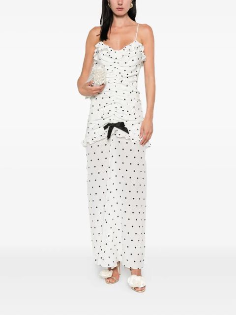 Alessandra Rich polka dot-print ruched dress - White
