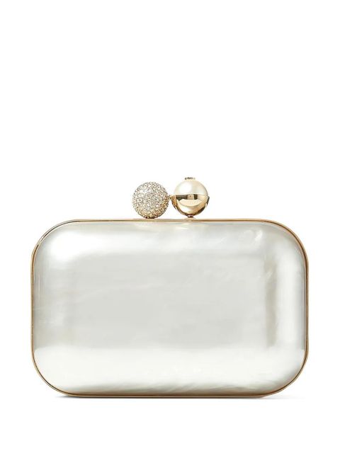 Jimmy Choo Cloud crystal-embellished metallic clutch bag - Silver - zdjęcie produktu nr 1