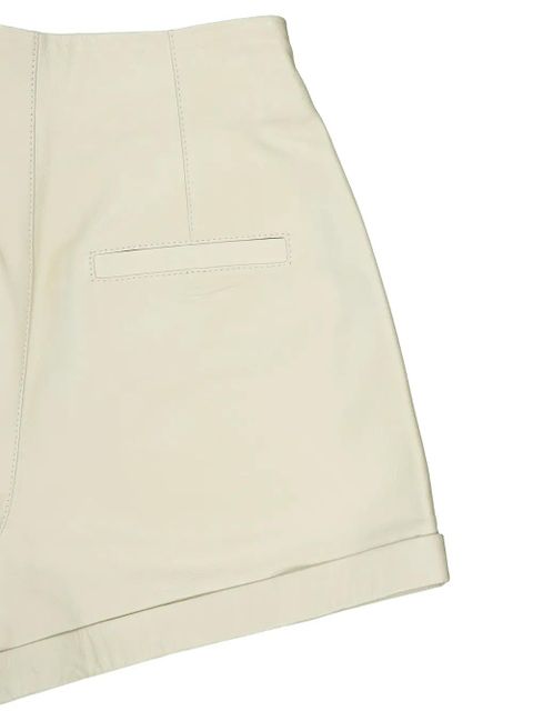 Saint Laurent high-waisted leather shorts - Neutrals