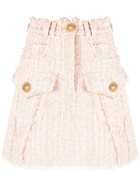 Balmain frayed tweed miniskirt - Neutrals - zdjęcie produktu nr 1