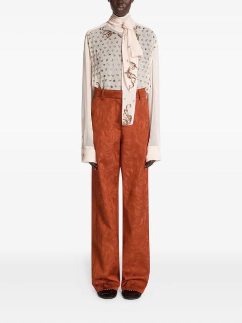 DRIES VAN NOTEN jacquard-swirl trousers - Orange - zdjęcie produktu nr 2