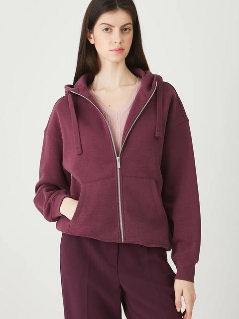 Medicine bluza damska kolor fioletowy z kapturem gładka