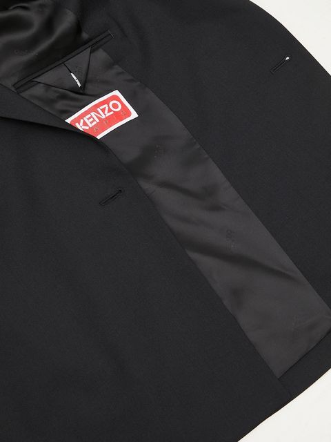 Kenzo marynarka wełniana kolor czarny jednorzędowa gładka FF52VE2589RA.99