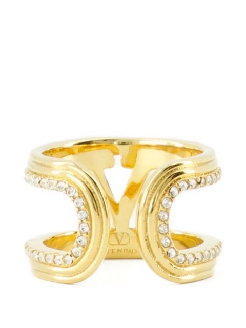 Valentino Garavani crystal-embellishment ring - Gold - zdjęcie produktu nr 2