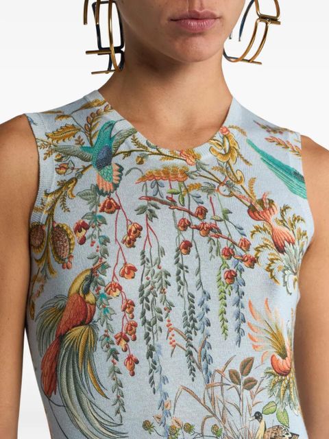 ETRO flora fauna-motif tank top - Blue