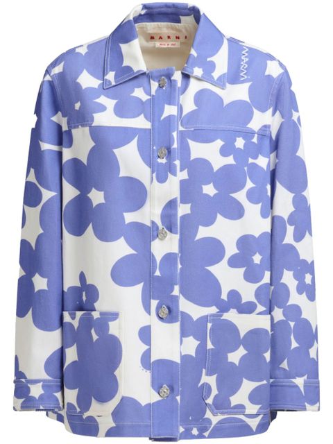 Marni floral-print shirt jacket - Purple - zdjęcie produktu nr 1
