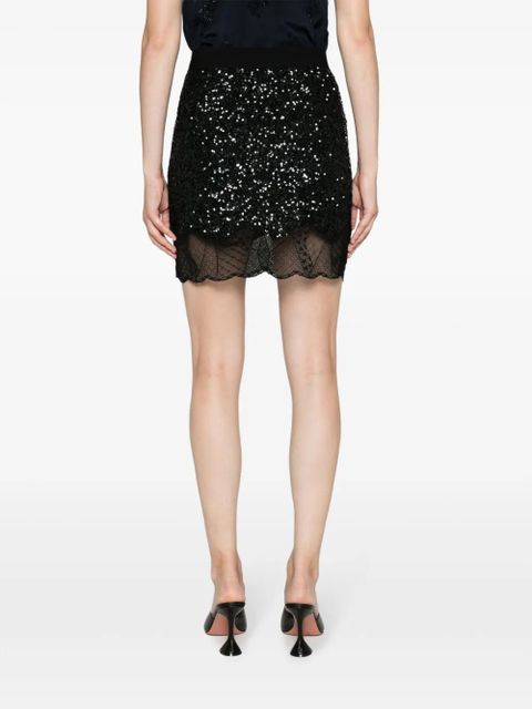 Zadig&Voltaire Justicia sequin-embellished lace-trim skirt - Black