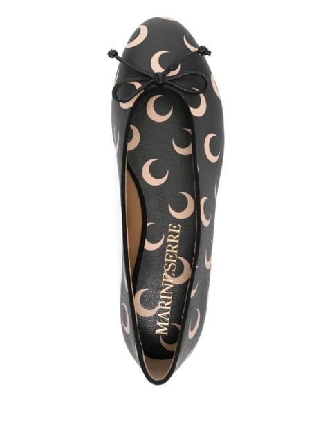 Marine Serre crescent-moon print ballet flats - Black