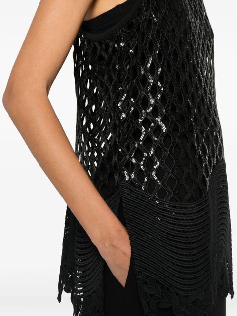 Sportmax sequin-embellished open-knit top - Black