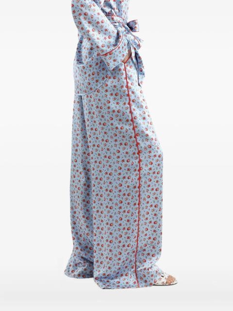Dolce & Gabbana floral-print silk trousers - Blue