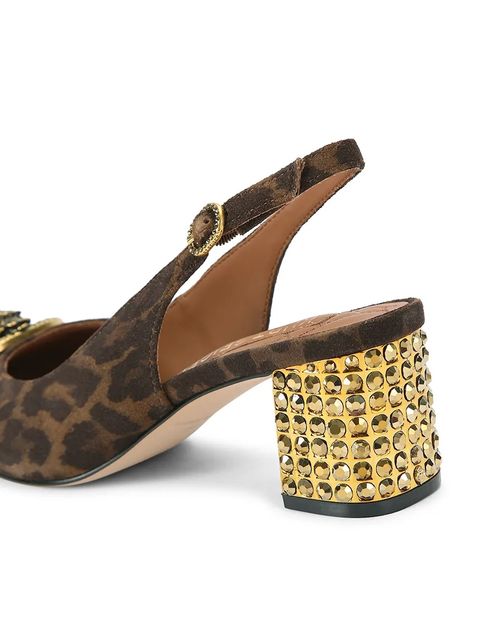 Kurt Geiger London czółenka zamszowe Chelsea Block Slingback kolor brązowy na słupku z odkrytą piętą 3415035289