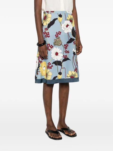Marni floral-print midi skirt - Blue
