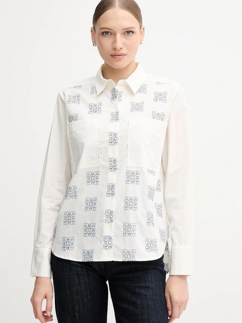 Mos Mosh koszula bawełniana WEINA damska kolor beżowy regular z kołnierzykiem klasycznym 173000 - zdjęcie produktu nr 1