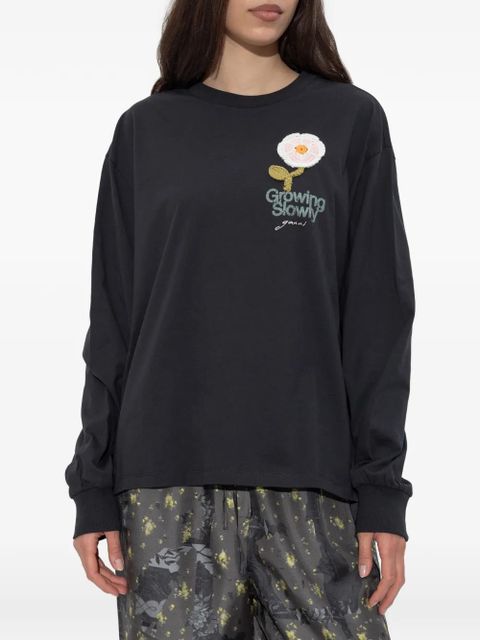 GANNI logo-embroidered sweatshirt - Black