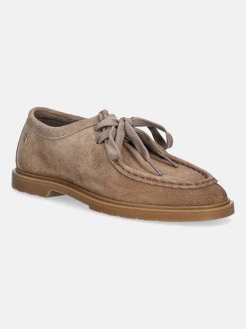 Tommy Hilfiger mokasyny zamszowe LIGHTWEIGHT SUEDE APRON TOE damskie kolor beżowy na płaskim obcasie FW0FW09262 - zdjęcie produktu nr 1