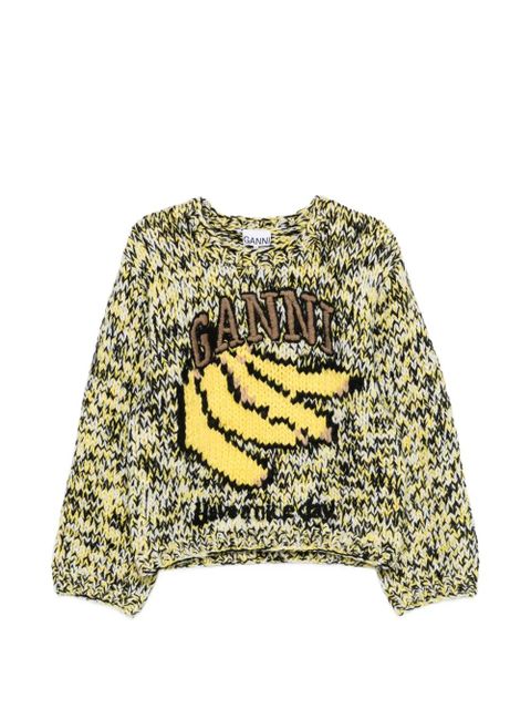 GANNI graphic-print intarsia sweater - Yellow - zdjęcie produktu nr 1