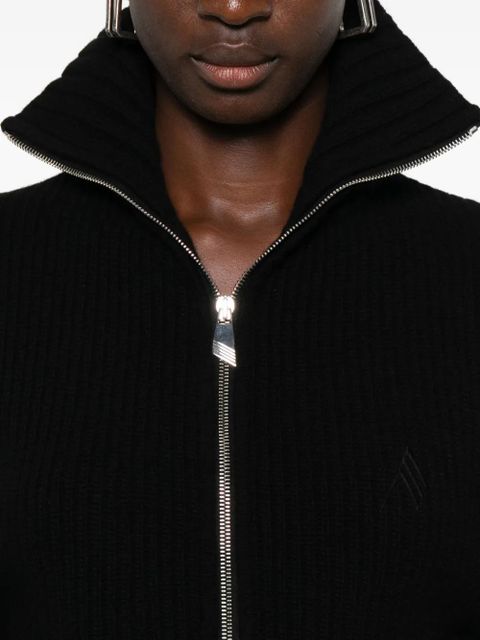 The Attico zip-front ribbed-knit cardigan - Black