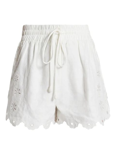 FARM Rio eyelet-embroidered scalloped-hem shorts - White - zdjęcie produktu nr 1