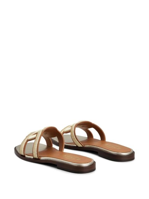 Tod's embroidered-strap leather sandals - Gold