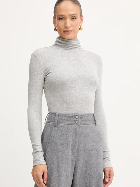 BOSS Orange longsleeve damski kolor szary z golfem 50548098 - zdjęcie produktu nr 1