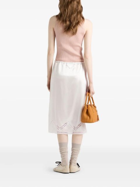 Prada ribbed patch-pocket silk top - Pink